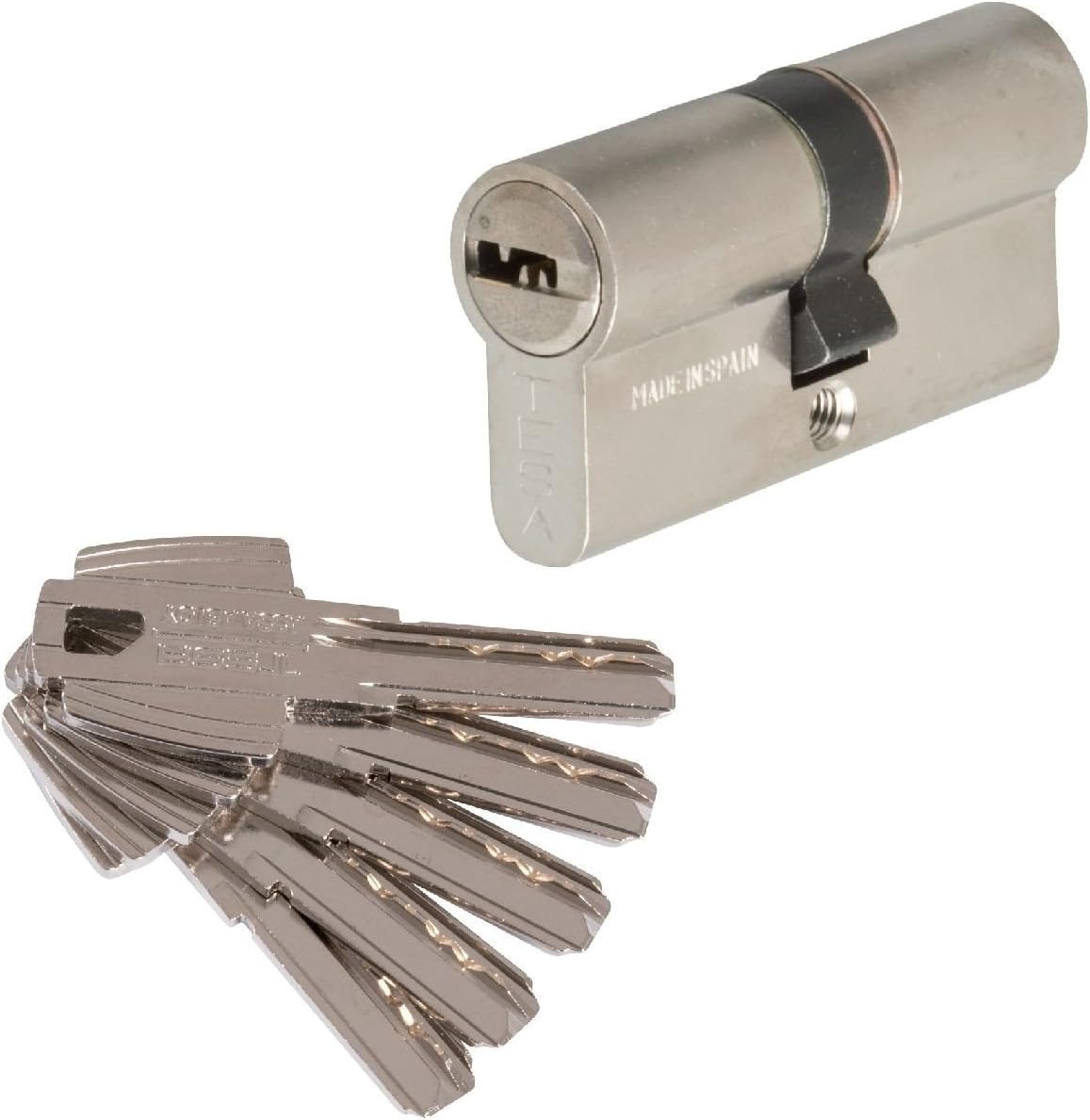 TESA Cylinder Tesa Safety T60 /35 x 35 Nickel Plated Short Cam, Niquel, 35 x 35 mm