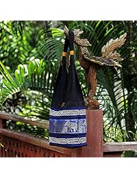 NOVICA Azul Algodón Bolso, "Elefante Blues