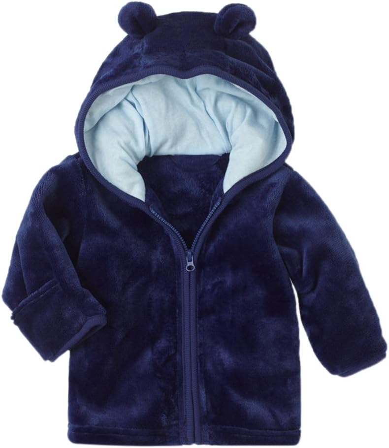 FUNOC Winter Warm Coat Jacket Micro Fleece Hoodie Zip up Clothes for 3-24 Month Baby Girls Boys Infant Toddler
