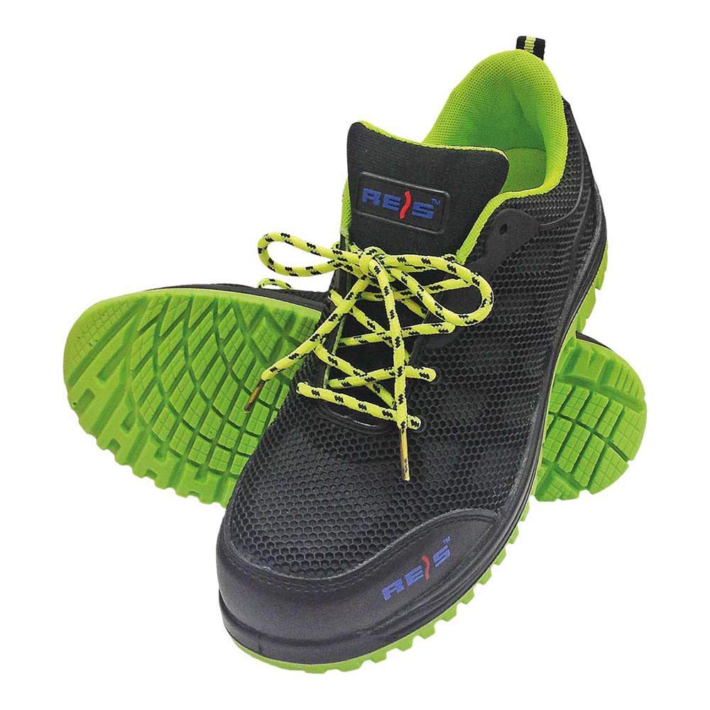 Reis BRHARDMESH_BZ43 Safety Shoes, Black-Green, 43 Size