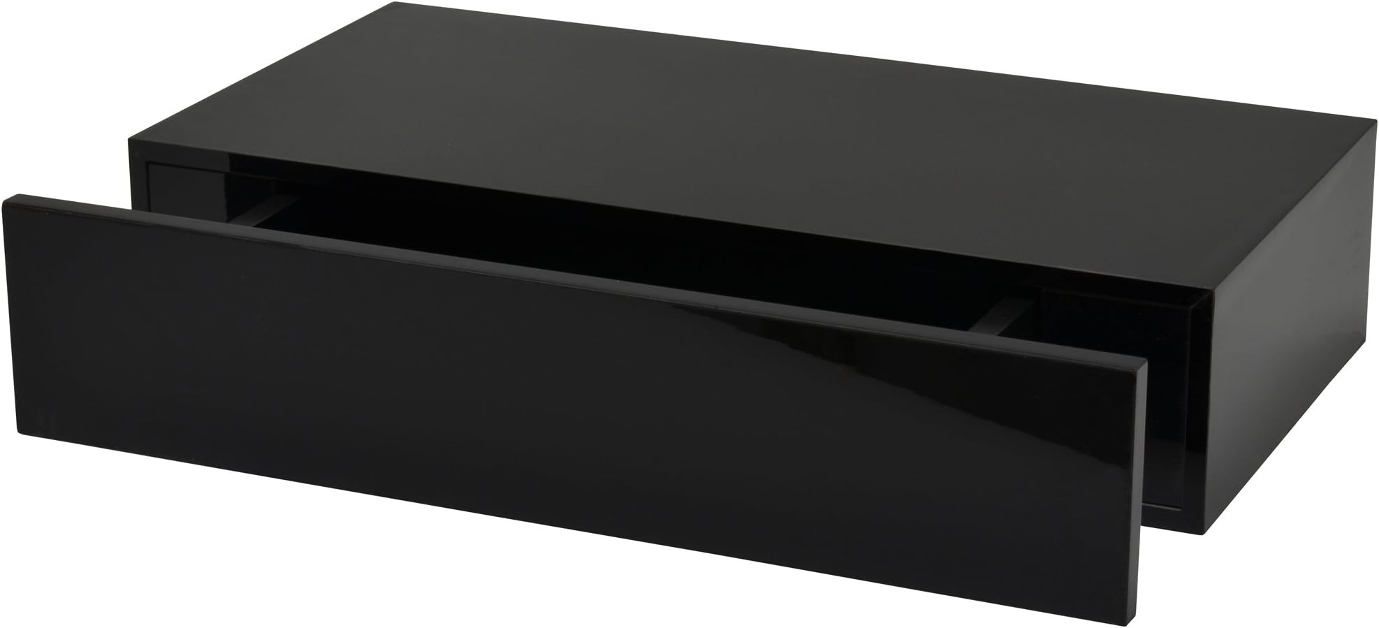 Fetim Floating Wall Shelf with Drawer/B. Organised – 1, Black Gloss, 1173878