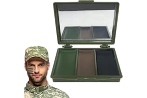 Face Camouflage Paint, Compact Militarys Faces Paint Concealment Makeup, 3 Color Hunting FacePaint with Mirrors, Compact Conc