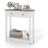 HLXZN 30 Inch Console Table with Drawer and Bottom Shelf for Entryway Black