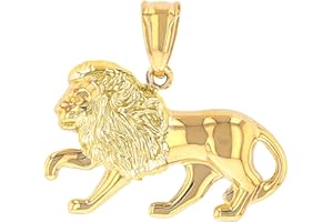 Jewelry America High Polish 14k Yellow Gold 3D Leo Zodiac Sign Charm Lion Animal Pendant