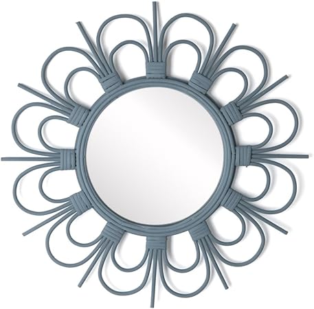 Black Velvet Studio Espejo de Pared Decorativo Redondo Flor, ratán