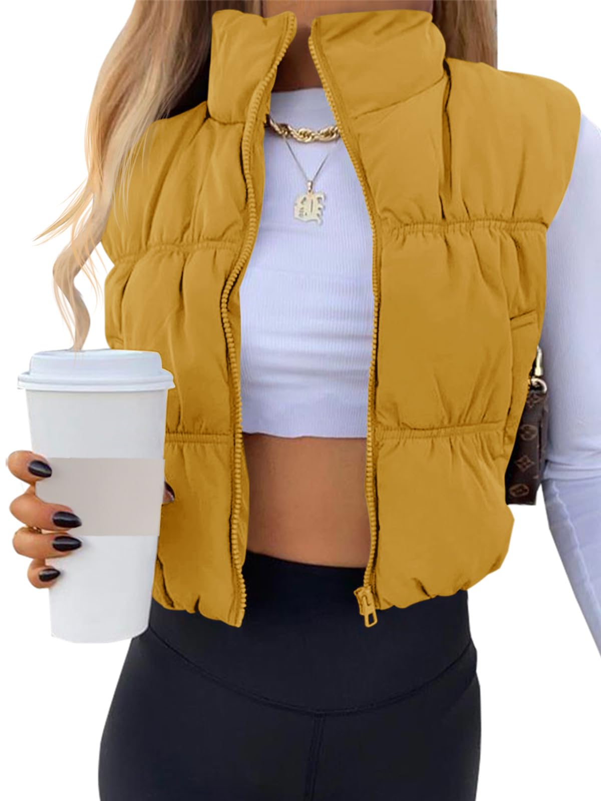 SySea Women's Crop Puffer Vest Winter Zip Up Lightweight Sleeveless Warm Outerwear Padded Coat Image SySea Women's Crop Puffer Vest Winter Zip Up Lightweight Sleeveless Warm Outerwear Padded Coat Image