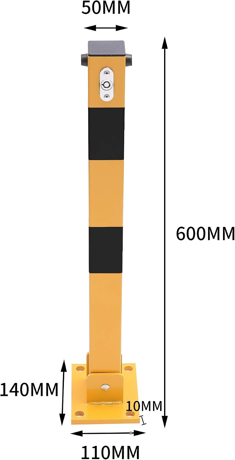 TOPWAY Car Parking Space Lock Bollard, Yellow and Balck Lockable Fold Down Car Parking Barrier Post - Image 4