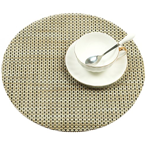 SHACOS Round Table Placemats Wedge Placemats Woven Vinyl Placemat Set