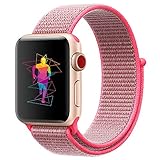 INTENY Sport Band Compatible with Apple Watch 40mm, Soft Lightweight Breathable Nylon Sport Loop, Strap Replacement for iWatch Series 4 (Hot Pink, 40mm)