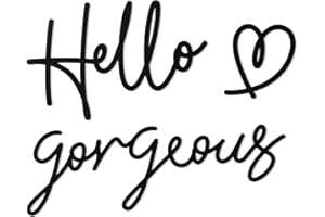 Bnesi Hello Gorgeous Heart Sign Wall Decor Black Metal Wall Decor Modern Hello Gorgeous Elegant Metal Wall Art Decor for Bathroom, Bedroom, Lash room (Black, Large)