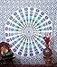 Bless International Handmade Indian hippie Bohemian Psychedelic Peacock Mandala Wall hanging College Dorm Beach Throws Table Cloth Bedding Tapestry (Peacock Sky Blue, Queen(84x90Inches)(215x230Cms))