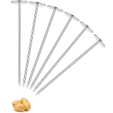 6Pcs Stainless Steel Potato Baking Nails, 5.5 Inch Heat Core Rods for Even Cooking &amp; Faster Baking - Reusable BBQ Grill Spikes, Kitchen Gadgets for Potatoes &amp; Vegetables, Silver