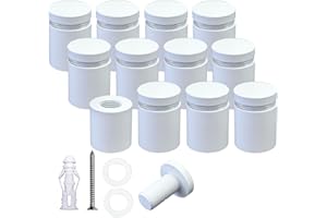 BESTANDOFF Pack of 12, Aluminum Standoff Screws, Wall Sign Standoff Mounting Hardware Advertising Glass Standoff Nail for Hanging Acrylic Picture Frame (12, White, 3/4" x 3/4")