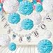 Wartoon Baby Shower It is a Boy Banner Set, Happy Birthday Paper Hanging Banner Decoration Flags and 12 Paper Pom Poms for Baby Shower Party Photo Props