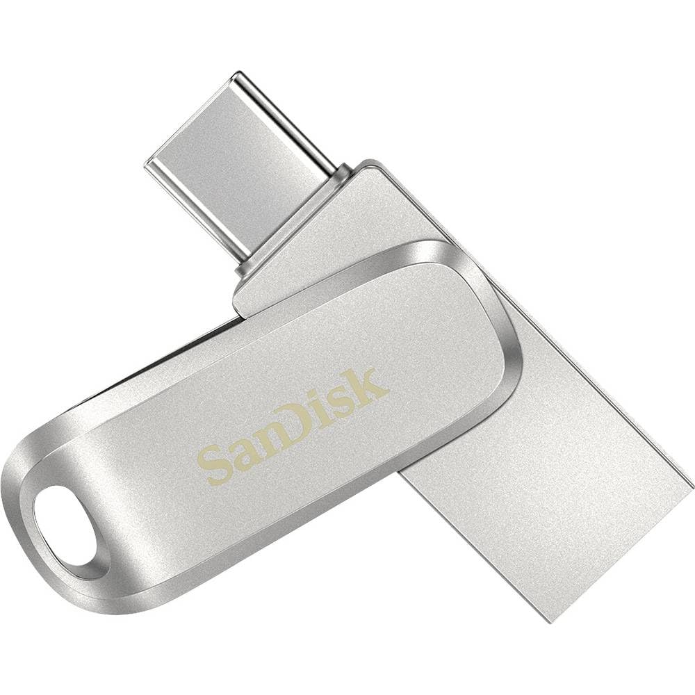 SANDISK Ultra Dual Drive Luxe, USB Type-C & Type-A Flash Drive 256GB (Memory stick up to 400MB/s, Reversible Type-C and Type A connectors for Smartphone tablets, Macs & computers, All Metal) Silver