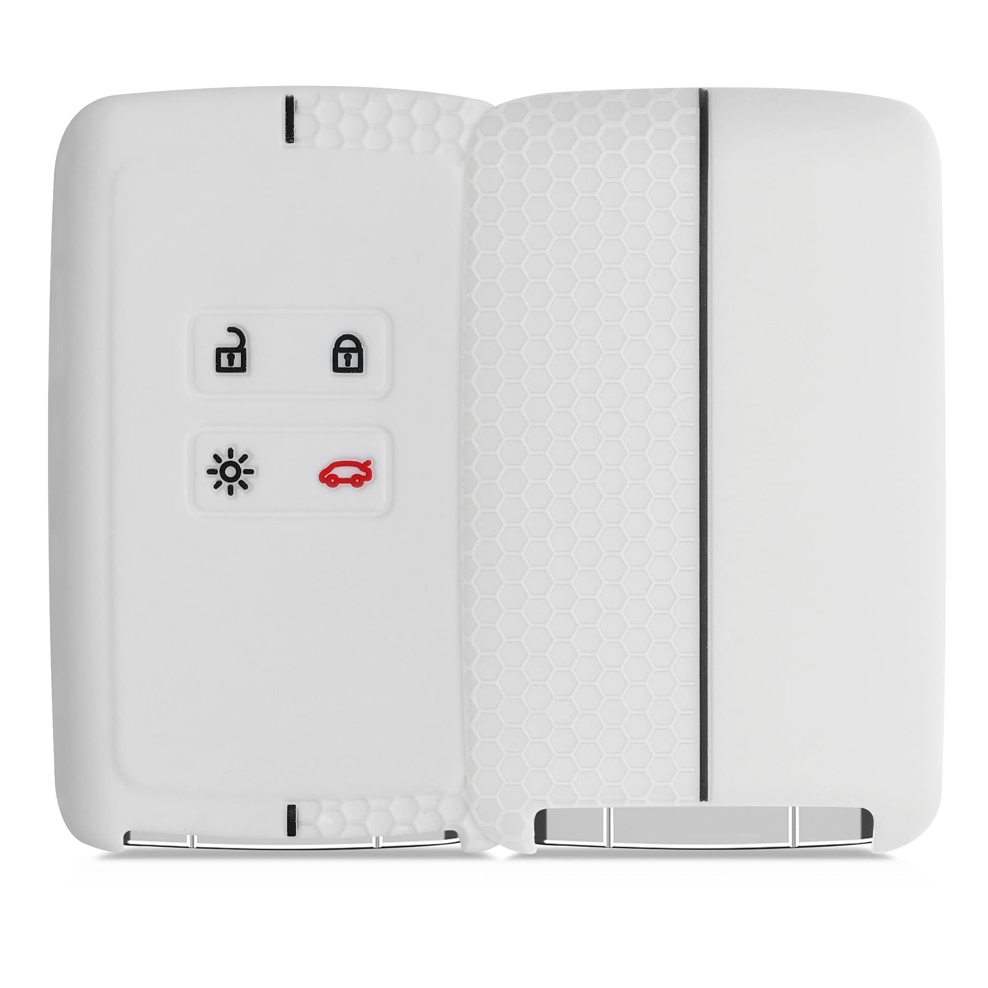 kwmobile Car Key Cover Compatible with Renault 4 Button Car Key Smart Key (only Keyless Go) Key Cover - Silicone Protective Car Key Fob Case - White/Black