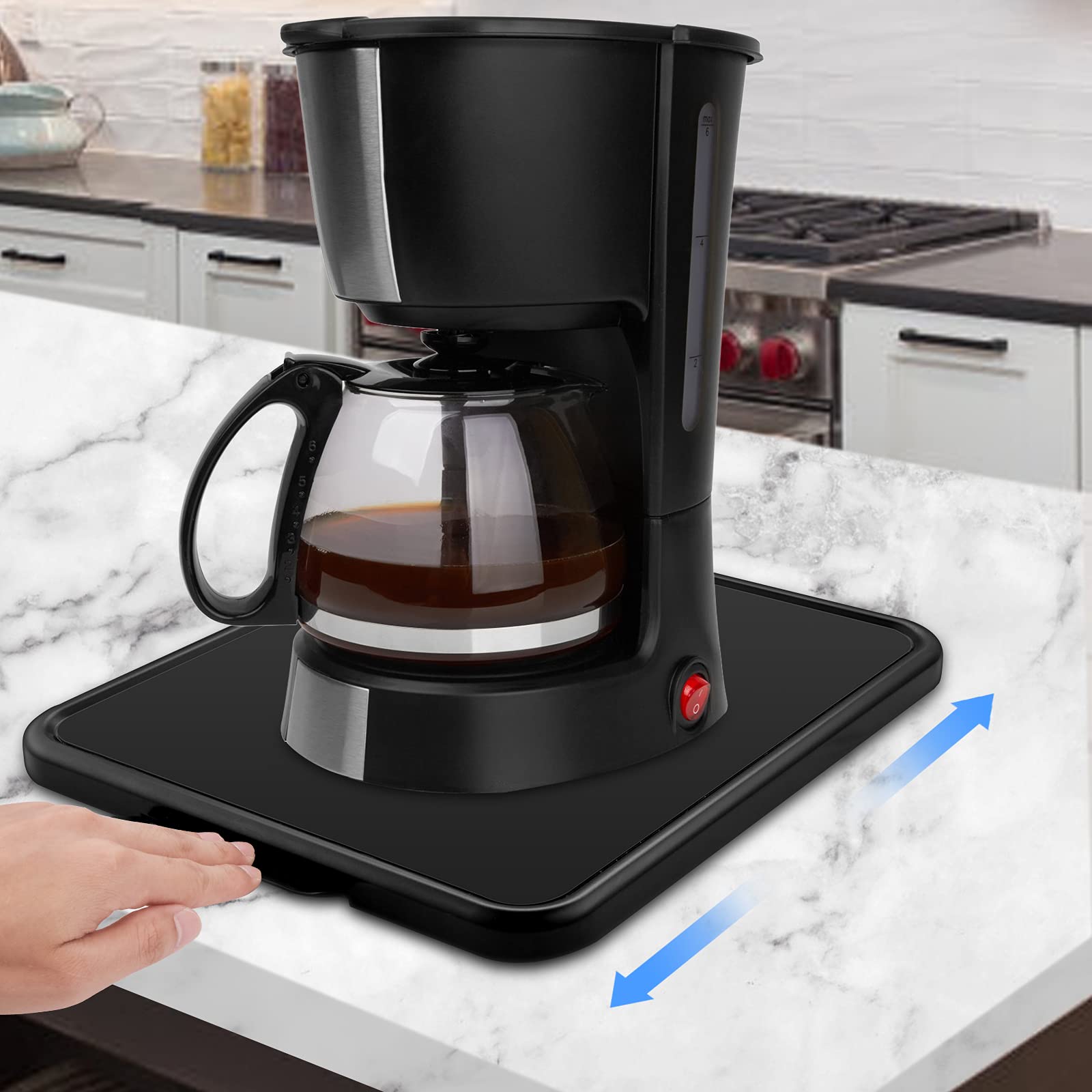 Kitchen Caddy Coffee Maker Sliding Tray for KitchenAid Stand Mixer Pot Under Cabinet Appliance Toaster Blender Air Fryer Countertop Storage Moving Slider (11.7