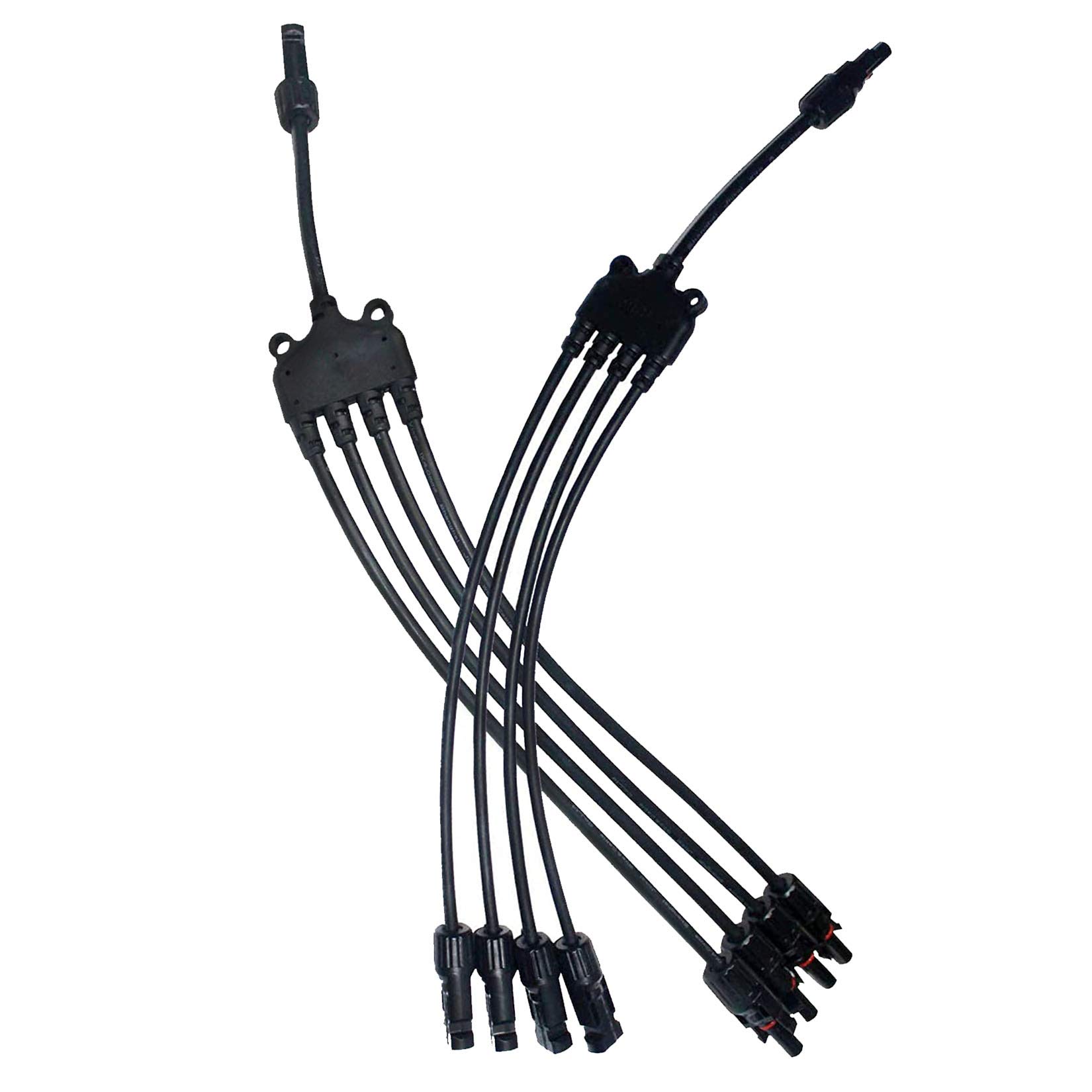TRAMILY 4 to 1 Branch Y Type Solar Panel Wire Cable, Connectors Male Female Connector Solar Panel Extension Cable PV Wire Adapter (1 Pair)
