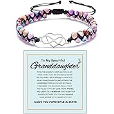 Someki Granddaughter Bracelet, To My Granddaughter Infinity Forever Love Heart Bracelet Natural Emperor Stone Double Layer Purple Beaded Woven Wrap Bracelets Adjustable Mind Peace Gift Jewelry