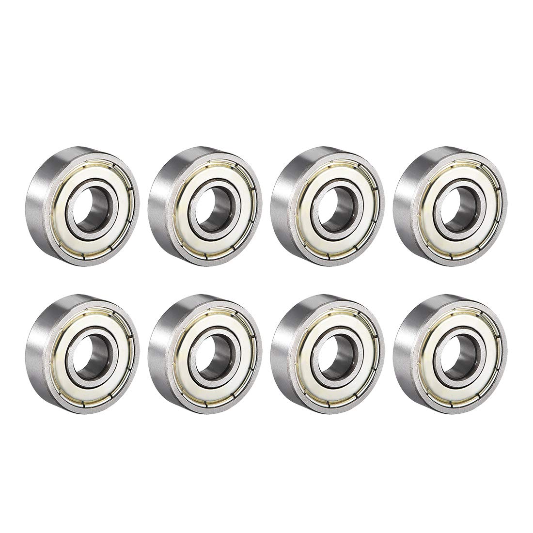 sourcing map 608ZZ Deep Groove Ball Bearing Double Shield 608-2Z 80018 8mm x 22mm x 7mm High Carbon Steel Z1 Bearings (Pack of 8)