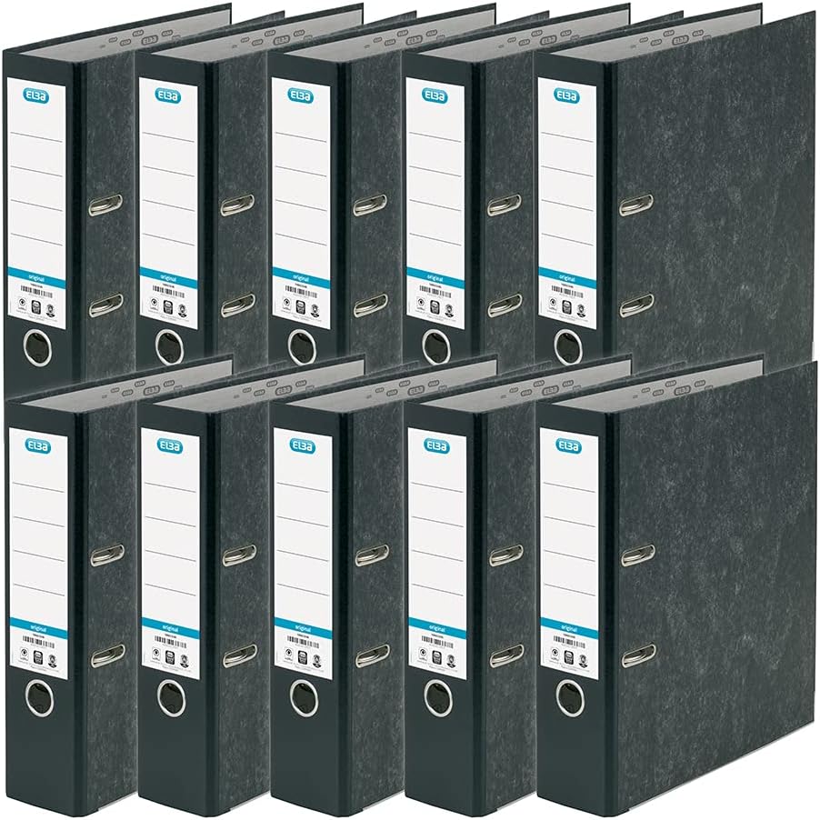 Elba A4 Lever Arch Files Black Cloud Effect 80 mm Spine Pack of 10
