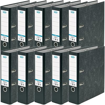 Elba A4 Lever Arch Files Black Cloud Effect 80 mm Spine Pack of 10