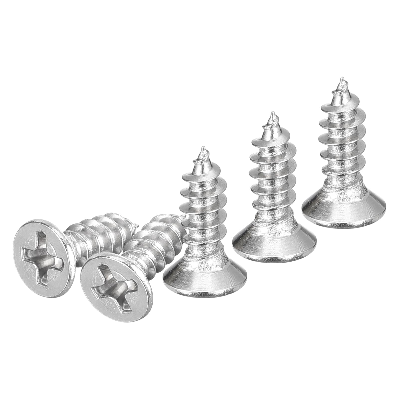 DTGN 100Pcs M4x12mm Flat Head Wood Screws, 304 Stainless Steel Phillips Self Tapping Screws - Good for Woodworking, Furniture - Silver — image 1