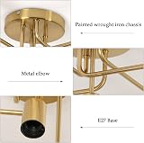 AUA Modern Sputnik Chandelier Golden 5 Light Semi Flush Mount Ceiling Light view 4