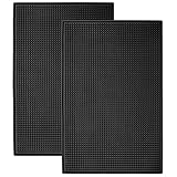 S&T 428001 Heavy-Duty Rubber Bar Mats - 11.9" x 17.8", Black, 2PK