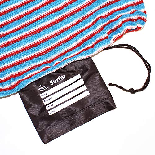 Tidal Wake TAG-IT Pointed Nose Blue Surf & Wake Board Sock Bag with Built-in Name Tag, Personalize - Small 52-53" Blue & Coral Striped, Tag Your Bag