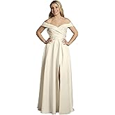 David's Bridal The Edit Off Shoulder Satin Ball Gown Wedding Dress in Ivory