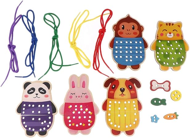 Amazon Sharplace ひもとおし 木製パズル 動物形 ひも通し おもちゃ 子供 教育玩具 誕生日 プレゼント 木製パズル おもちゃ