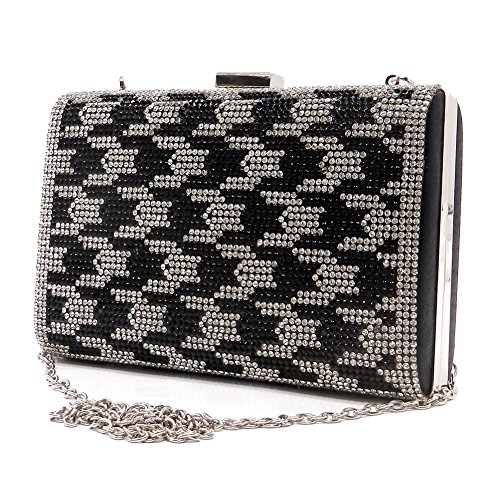 2Chique Boutique Women's Rhinestone Houndstooth Evening Bag