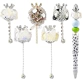 Ornaland Rhinestone Fancy Beads for Pens Crown Tassel Flower Pen Beads for Beadable Pens Keychain Jewelry Making
