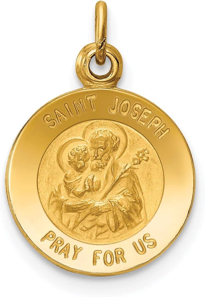 14K Yellow Gold Saint Joseph Medal Charm Pendant Jewelry
