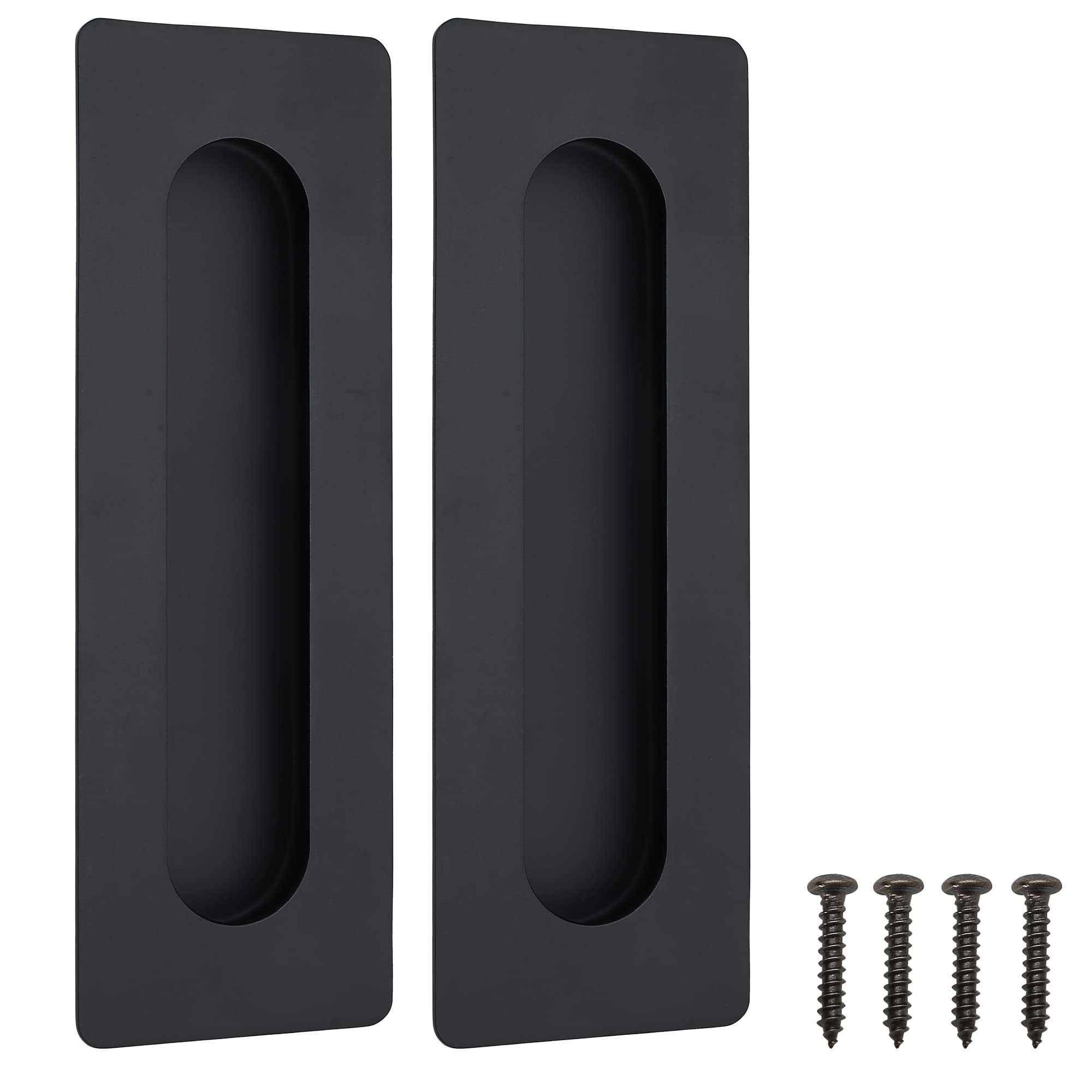 Photo 1 of Malimali 7 Inch Large Recessed Finger Flush Pulls for Barn Door Pocket Door, Heavy Duty Sliding Closet Door Handle, Matte Black Stainless Steel Rectangular Door Pulls Hardware(2 Pack)