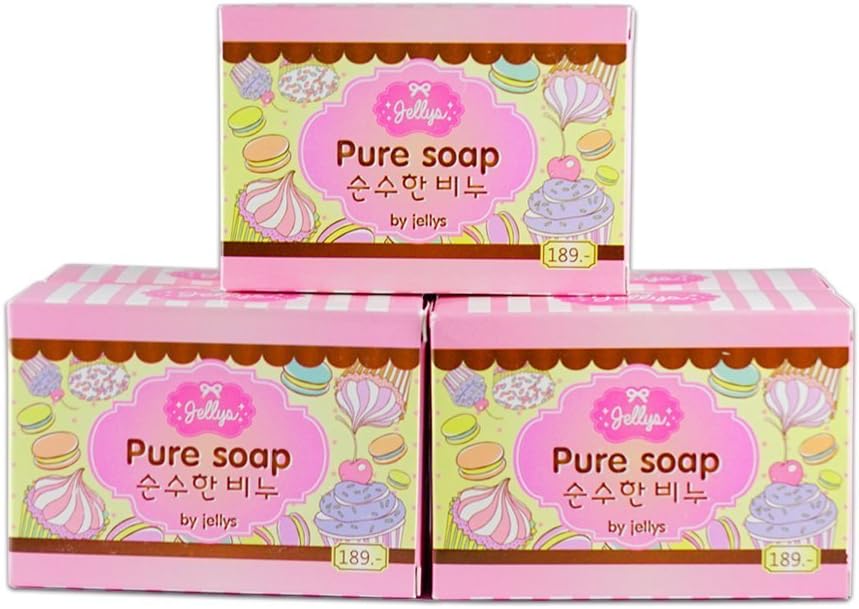 5 Bars Jellys Pure Soap Whitening Soap Vitamin E White Aura Reduce Dark Spot Anti Aging