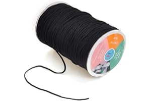 Hollosport Round 3mm Elastic Cord for Masks, 1/8 Inch Soft Thin Elastic String Rope Band for Sewing (Black, 100M)