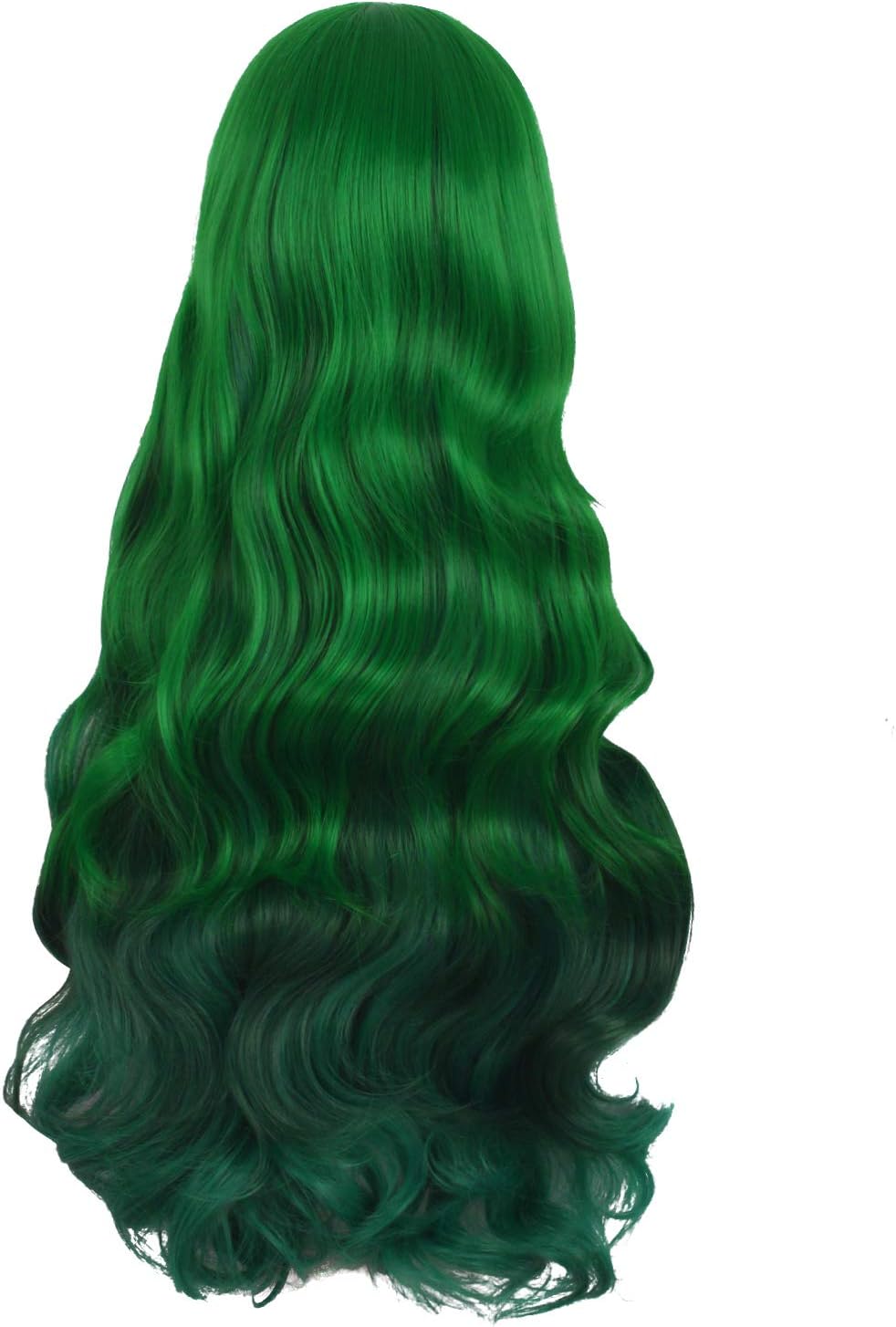 MapofBeauty 28 Inch/70cm Beautiful Long Wavy Harajuku Style Cosplay Wig (Lake Green/Grass Green), 28 inch (Pack of 1) - Image 5