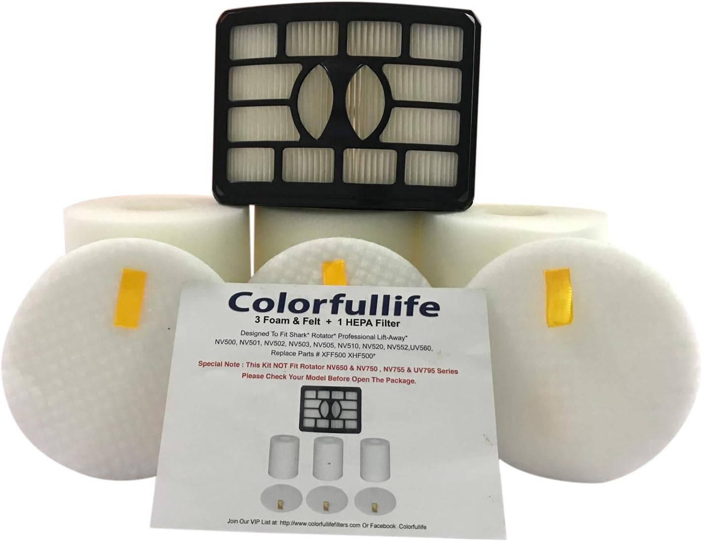 Colorfullife Filters for Shark Rotator Pro Lift-Away NV500, NV501, NV502, NV503, NV505, NV510, NV520,NV552,UV560, Xff500 Xhf500 (Not Fit NV650,NV750 Series): Home & Kitchen