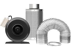 SunStream 6 Inch Grow Tent Ventilation System Kit,6 Inch 440 CFM Inline Duct Fan Carbon,6 Inch Carbon Filter with 6 Inch 25 Feet Vent Hose Combo for Grow Tent Complete System