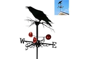 Domigard 3D Crow Weathervane Metal Wind Vane Weathercock,Roof Mount Weather Vane for Garden Farmhouse Yard Chicken Coop Patio Outdoor Decoration