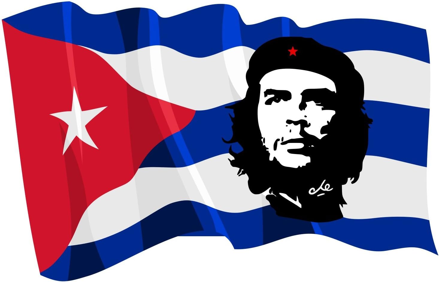 Che Guevara on Cuba Cuba Flag of Great Britain Sticker Motorcycle Red Star 5 x 8 cm [German Language]