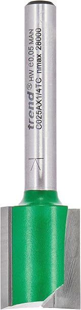 Trend CraftPro Straight Two Flute Router Cutter Bit 1/4 Shank 16mm dia 19mm len view 2