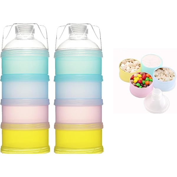 Distributeur De Lait En Poudre 5 Couches Empilables | Capacité 35-40 G Par étage | Portable, Anti-déversement | Pour Snacks, Céréales, Voyages Bébé - 5