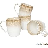 Bosmarlin Ceramic Coffee Mug Set of 4, 17 Oz, 4 Colors to Choose, Tea Cups, Dishwasher and Microwave Safe, Reactive Glaze (Brown)