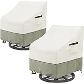 LSongSKY Outdoor Swivel Lounge Chair Cover 2 Pack,100% Waterproof Heavy Duty Outdoor Chair Covers,(33 W x 35 D x 38.5 H inches) Patio Furniture Cover for Swivel Patio Chair,White&Grayish Green