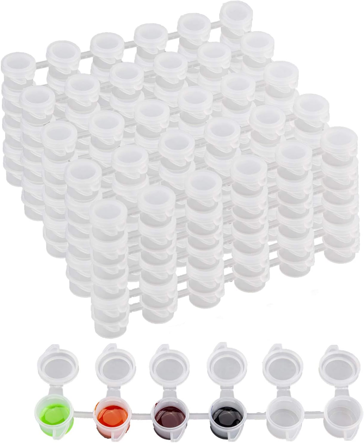 AIEX 120 Pots Empty Paint Pots Strips, Mini Painting Pots with Lids