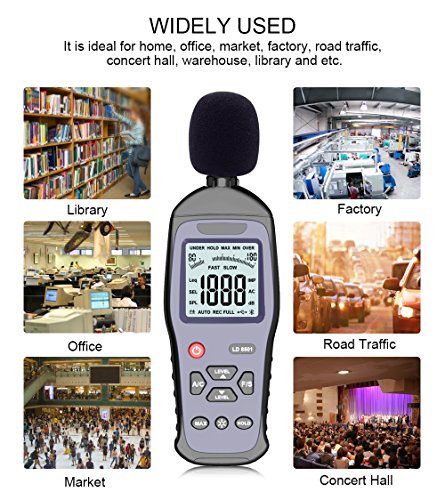 image for ERAY Sound Level Meter Audio Noise Decibel Meter Backlight LCD Digital