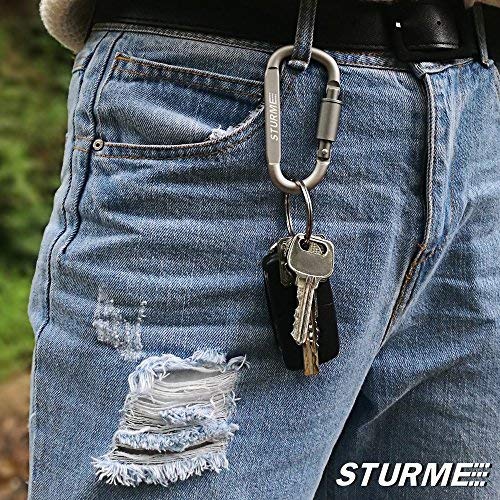 STURME Carabiner Clip Aluminum D-Ring Locking Durable Strong and Light Large Carabiners Clip Set for Outdoor Camping Screw Gate Lock Hooks Spring Link Improved Design Pack (9 Pack) - Thumbnail 5